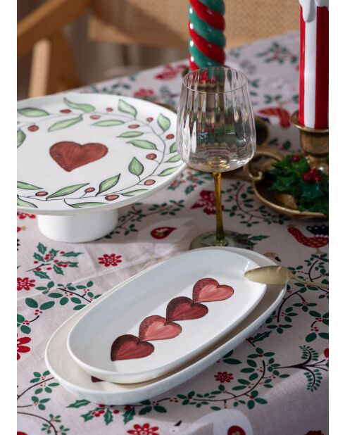 Lot de 2 plats de service LUV0019 blanc/rouge - 26x14x3 cm