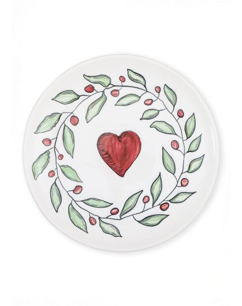 Lot de 6 assiettes de service LUV0026 blanc/rouge/vert - 26x26x1 cm