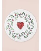 Lot de 6 assiettes de service LUV0026 blanc/rouge/vert - 26x26x1 cm