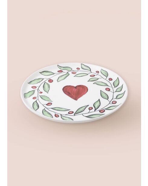 Lot de 6 assiettes de service LUV0026 blanc/rouge/vert - 26x26x1 cm