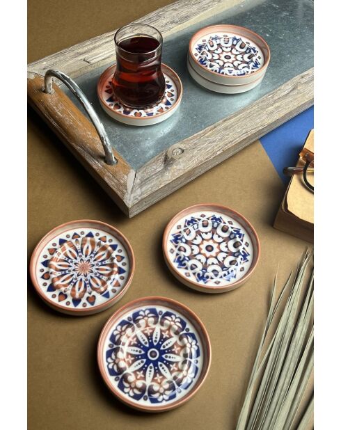 Lot de 6 soucoupes en porcelaine BNS06CSPRS967 multicolore - 10x10x1.5 cm