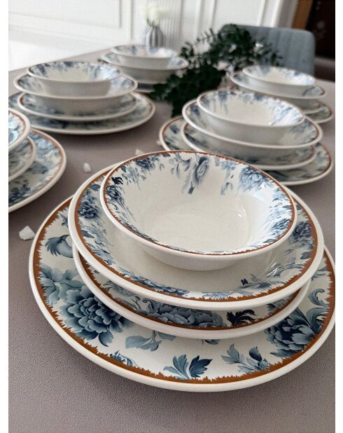 Kitchen Bird Tafelservice weiß/blau/orange - 24 Stück