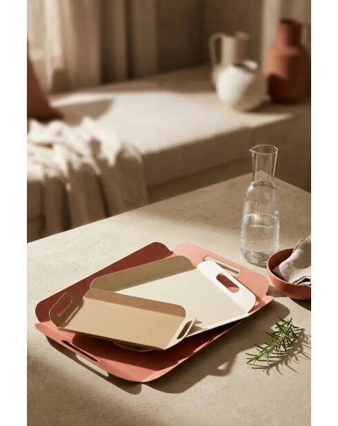Set di 3 vassoi rosa/crema/marrone - 46 x 29 x 2,5 cm/ 29 x 29 x 2,5 cm/ 29 x 15 x 2,5 cm - 46 x 29 x 2,5 cm