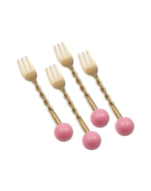 Lot de 4 fourchettes CKB0278 or/rose - 14x2x1 cm
