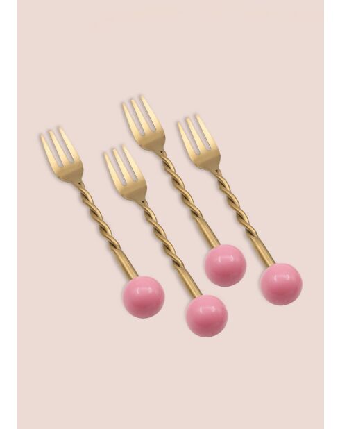 Lot de 4 fourchettes CKB0278 or/rose - 14x2x1 cm