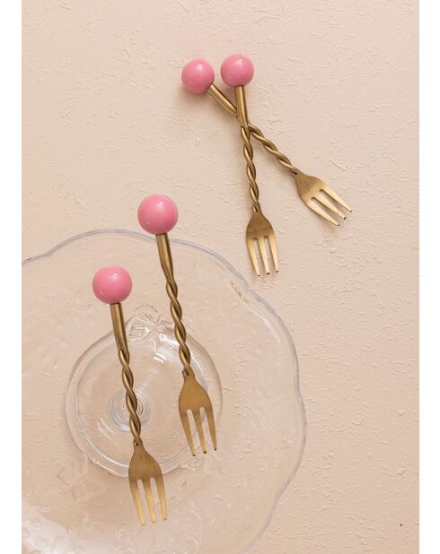 Lot de 4 fourchettes CKB0278 or/rose - 14x2x1 cm