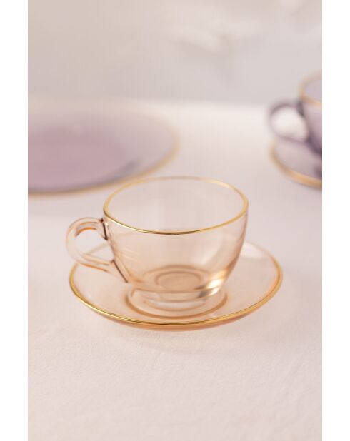 Lot de 4 tasses à thé Five O'Clock saumon - 240 ml