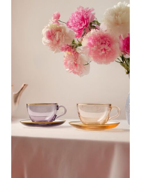 Lot de 4 tasses à thé Five O'Clock saumon - 240 ml