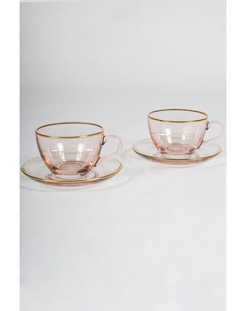Lot de 4 tasses à thé Five O'Clock saumon - 240 ml