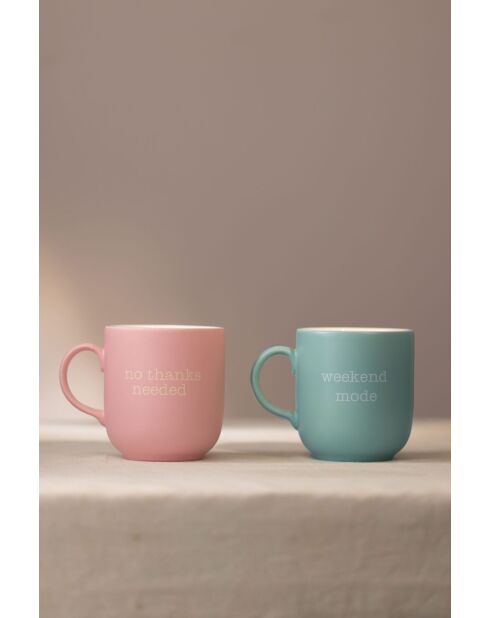 Lot de 2 mugs Mottolu - Pink, Blue rose/bleu - 400 ml