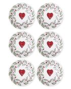 Set mit 6 Desserttellern LUV0002 weiß/rot/grün - 19x19x1 cm