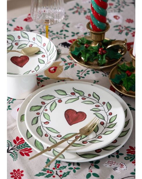 Set mit 6 Desserttellern LUV0002 weiß/rot/grün - 19x19x1 cm