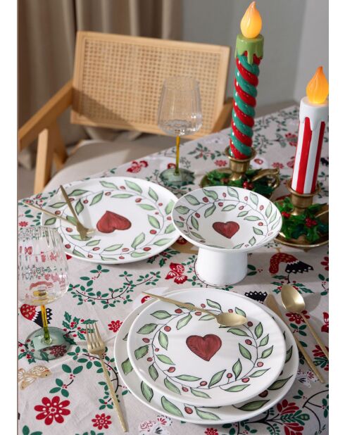 Set mit 6 Desserttellern LUV0002 weiß/rot/grün - 19x19x1 cm
