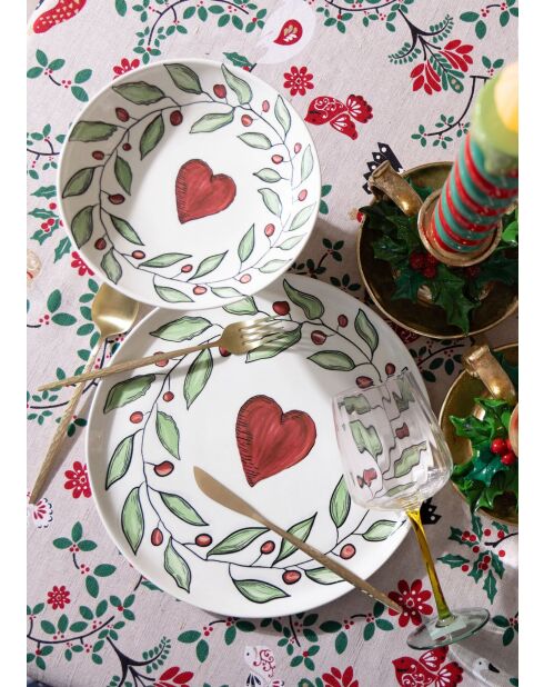 Set mit 6 Desserttellern LUV0002 weiß/rot/grün - 19x19x1 cm