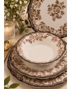 Service de table en porcelaine Velour Brown Fulya 24 Ytkm blanc/brun - 24 pièces