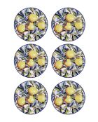 Lot de 6 assiettes à dessert en céramique ODL0002 jaune - 19x19x2 cm
