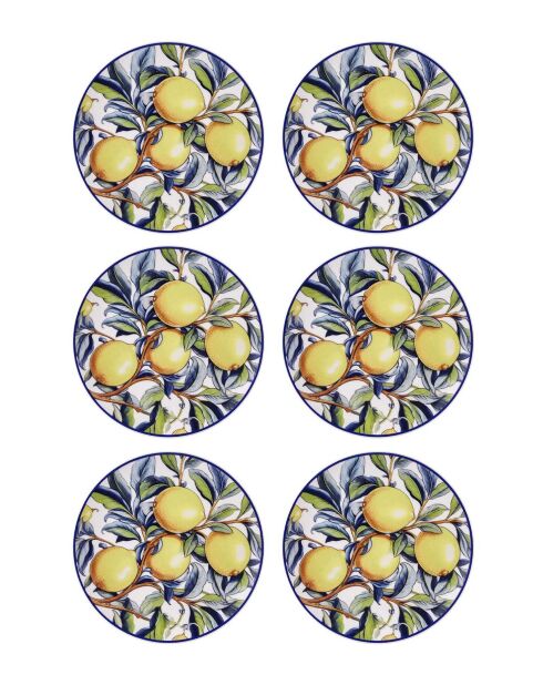 Lot de 6 assiettes à dessert en céramique ODL0002 jaune - 19x19x2 cm