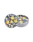 Lot de 6 assiettes à dessert en céramique ODL0002 jaune - 19x19x2 cm