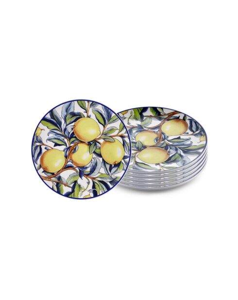Lot de 6 assiettes à dessert en céramique ODL0002 jaune - 19x19x2 cm