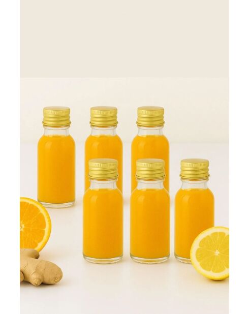 Set van 6 Tu-30Ccgold6Lı transparante/gouden glazen flessen - 30 ml