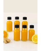 Set van 6 Tu-6Lı100Ccsıyahkapak transparante/zwarte glazen flessen - 100 ml