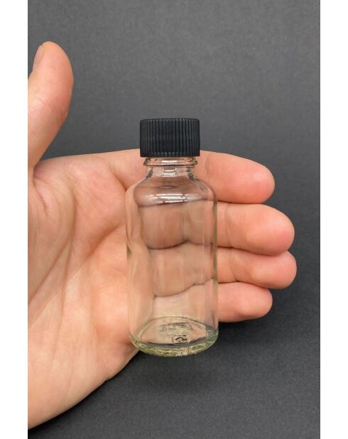 Set van 6 Tu-6Lı100Ccsıyahkapak transparante/zwarte glazen flessen - 100 ml