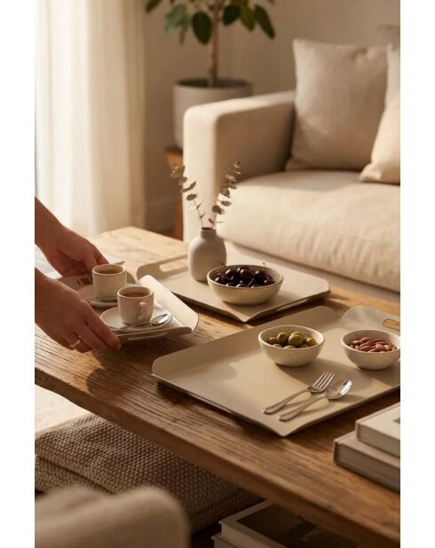 Set di 3 vassoi marroni - 46 x 29 x 2,5 cm/ 29 x 29 x 2,5 cm/ 29 x 15 x 2,5 cm