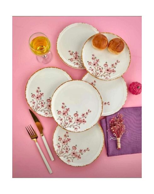 Lot de 6 assiettes à dessert SakuraLu multicolore - 20x20x2 cm