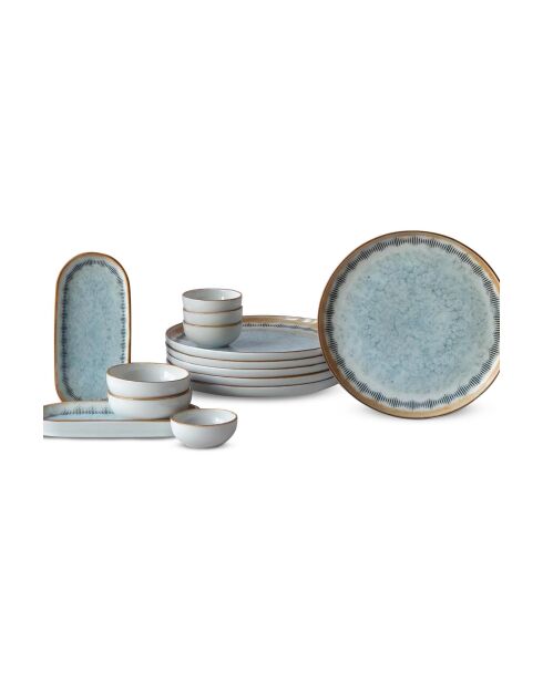 Frühstücksset NNMOD14KH880742 weiß/blau/kamel - 14-teilig