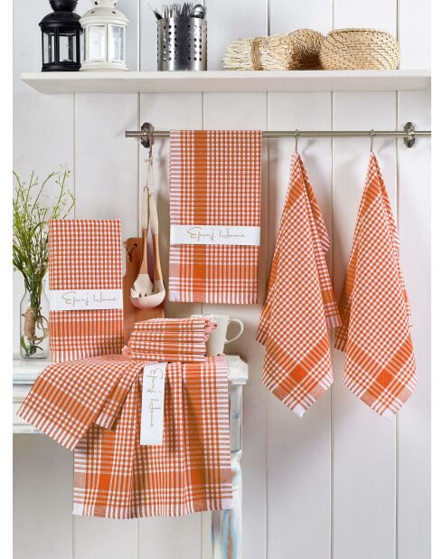 Lot de 10 gants en coton Pötikareli orange - 45x65 cm