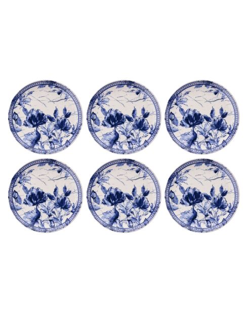 Lot de 6 assiettes de service Heaven bleu/blanc - 25.5x25.5x2.5 cm