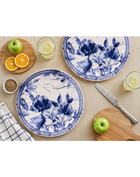 Lot de 6 assiettes de service Heaven bleu/blanc - 25.5x25.5x2.5 cm