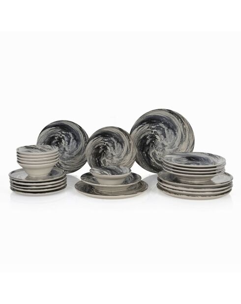 Spiral Light tafelset donkergroen/zwart/bruin/wit - 24 stuks