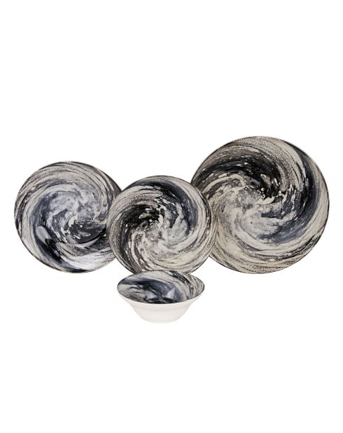 Spiral Light tafelset donkergroen/zwart/bruin/wit - 24 stuks
