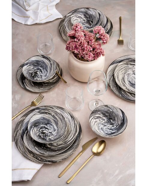 Spiral Light tafelset donkergroen/zwart/bruin/wit - 24 stuks