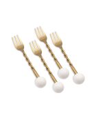 Lot de 4 fourchettes CKB0277 or/blanc - 14x2x1 cm