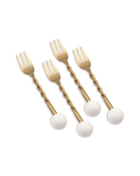 Lot de 4 fourchettes CKB0277 or/blanc - 14x2x1 cm