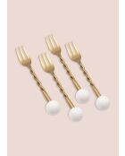 Lot de 4 fourchettes CKB0277 or/blanc - 14x2x1 cm