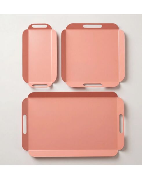Set di 3 vassoi rosa - 46 x 29 x 2,5 cm/ 29 x 29 x 2,5 cm/ 29 x 15 x 2,5 cm