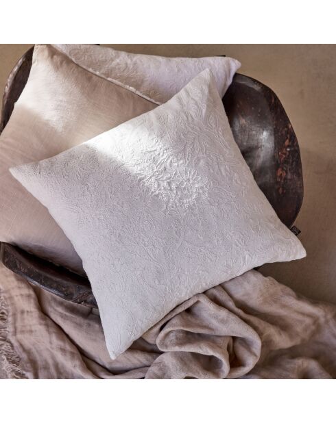 Housse de coussin en lin mélangé Phoenix blanche