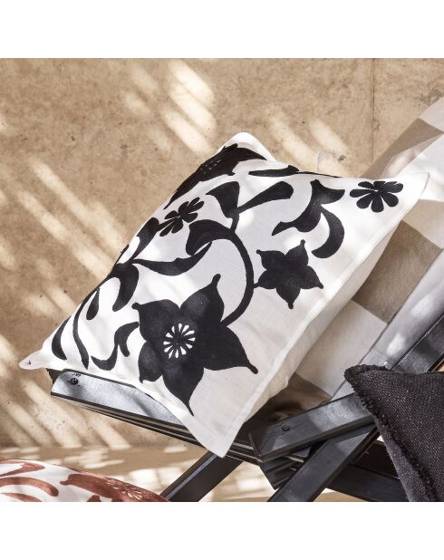 Housse de coussin en lin mélangé Chiara noire