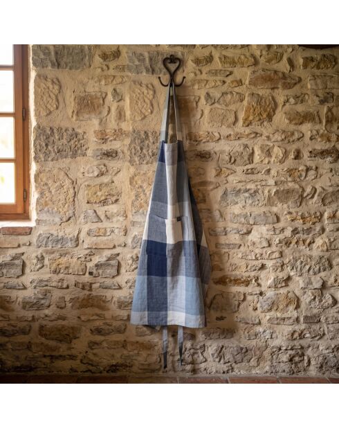 Tablier japonais en lin mélangé Tenerife bleu stone - 90 x 130 cm