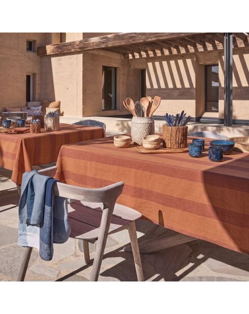 Nappe en lin mélangé Santa Cruz terre brûlée