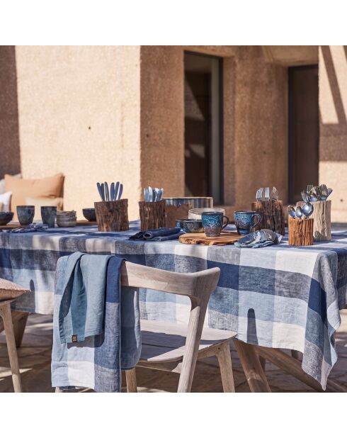 Nappe en lin mélangé Tenerife bleu stone
