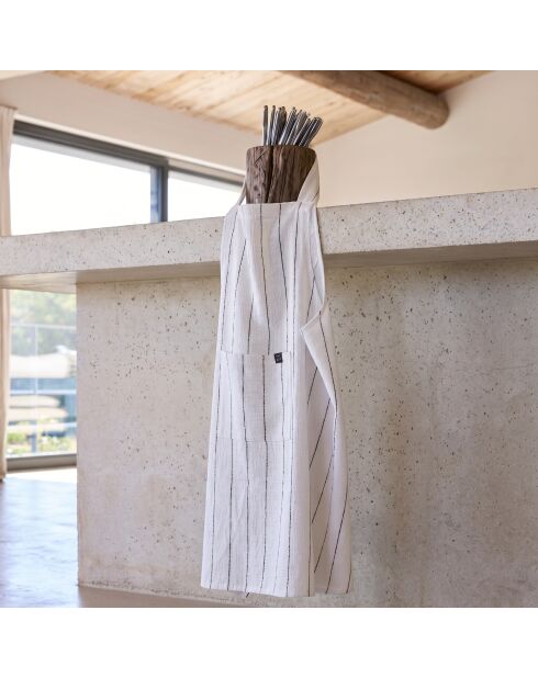 Tablier japonais en lin mélangé Calvi II blanc - 90 x 130 cm