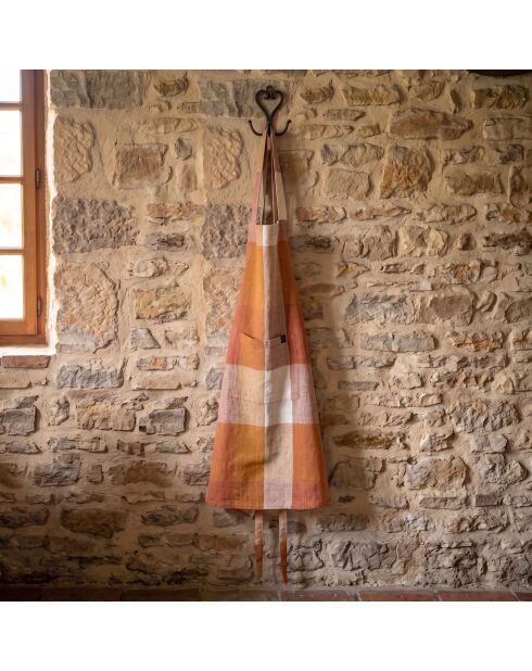 Tablier japonais en lin mélangé Tenerife terre brûlée - 90 x 130 cm