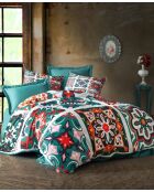 477 Groen/wit/rood/roze/bruin kingsize dekbedovertrekset