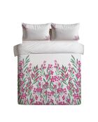 Creme/groen/roze Magnolia kingsize katoenen dekbedovertrekset