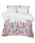 Creme/groen/roze Magnolia kingsize katoenen dekbedovertrekset