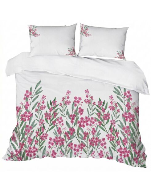 Creme/groen/roze Magnolia kingsize katoenen dekbedovertrekset
